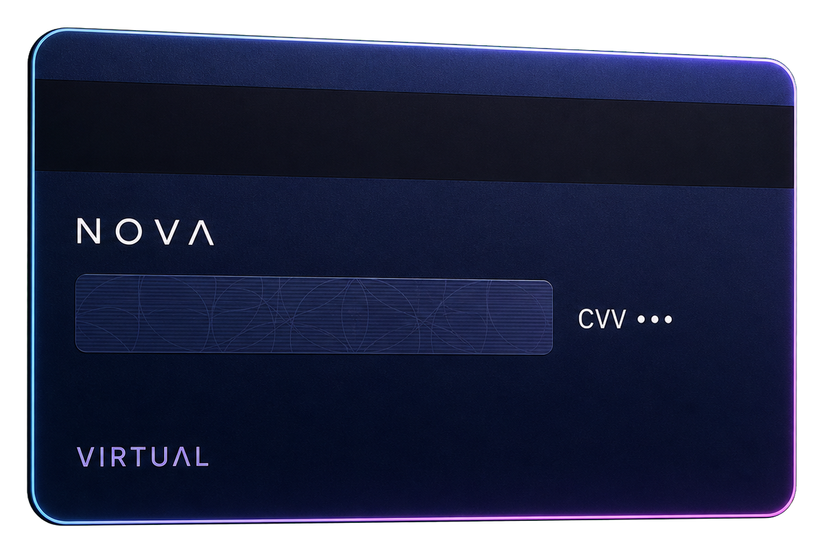 Обратная сторона виртуальной карты NOVA