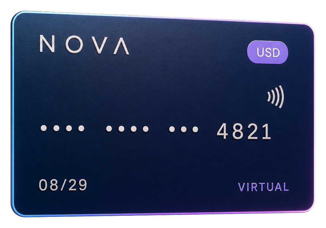 Лицевая сторона виртуальной карты NOVA