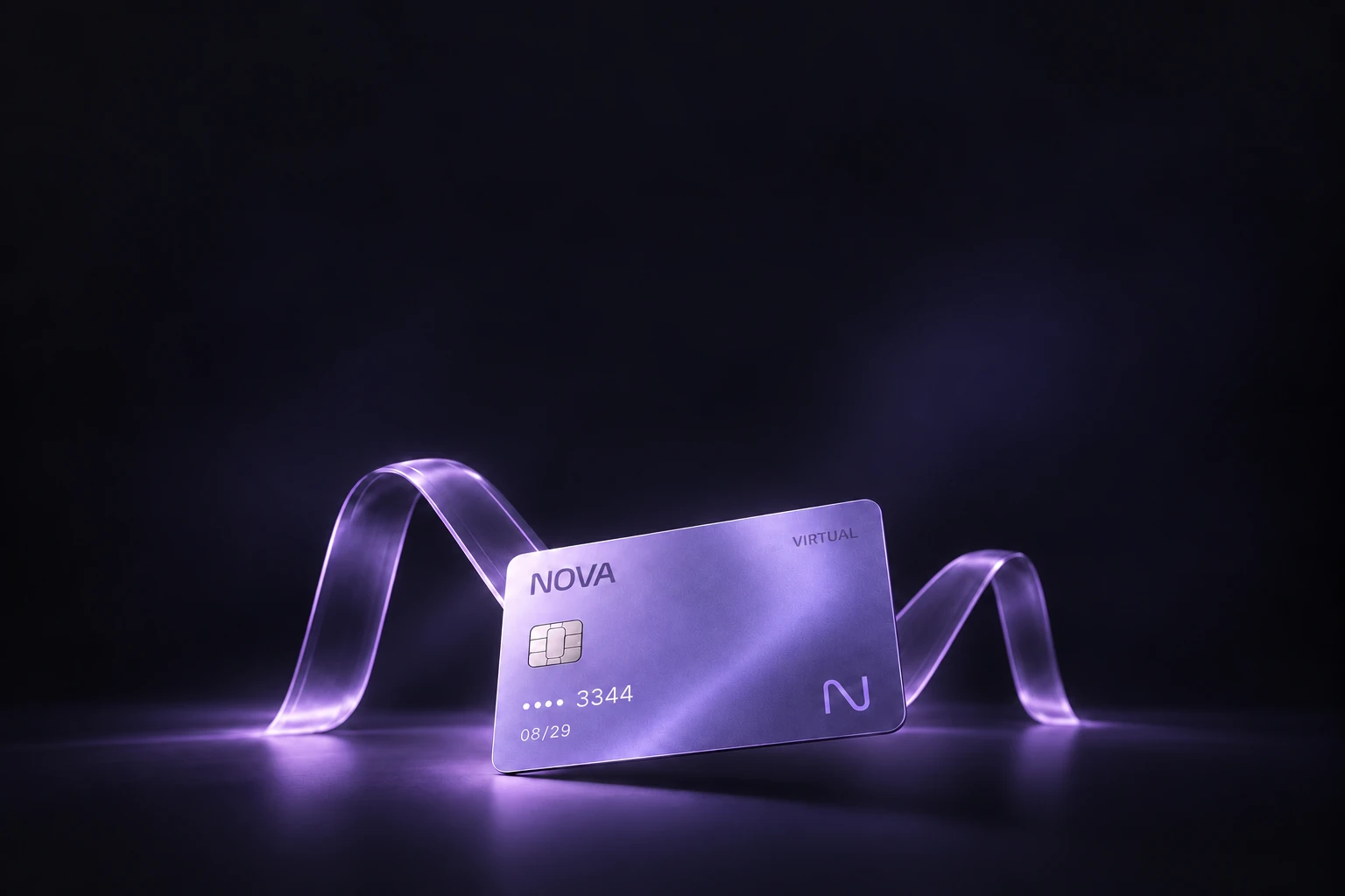 Лавандовая виртуальная карта NOVA с прозрачной лентой